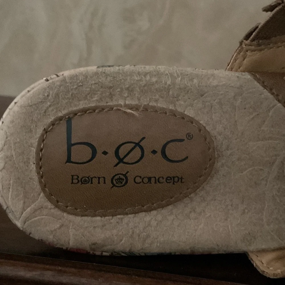 b.o.c. Tan Floral Wedge Sandals
